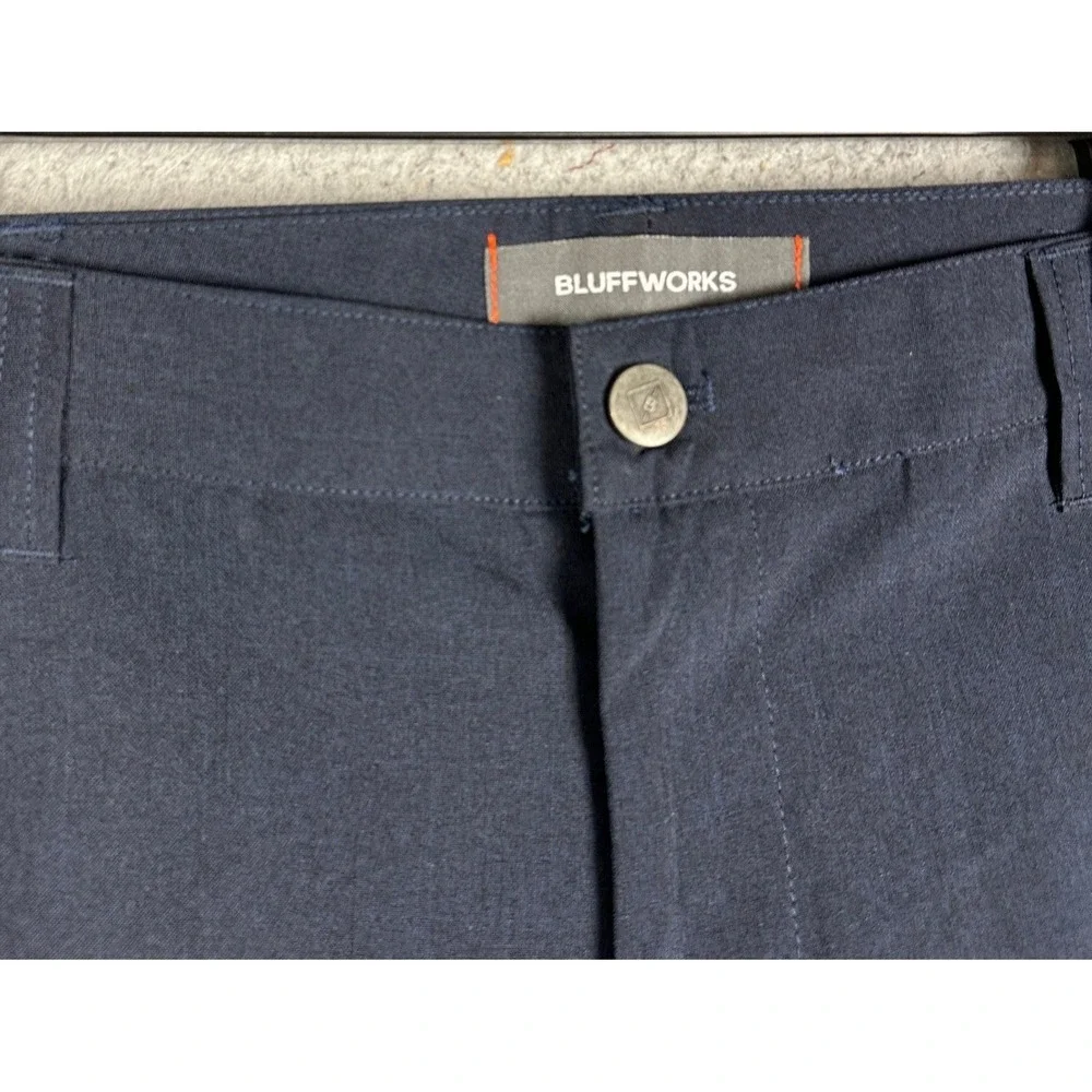 Bluffworks Original Travel Pants Mens 36X32 Blue Regular Fit Chino Flat Front